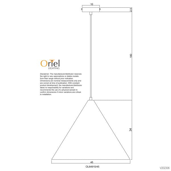 CONIC.45 SINGLE PENDANT WHITE OL64910/45WH