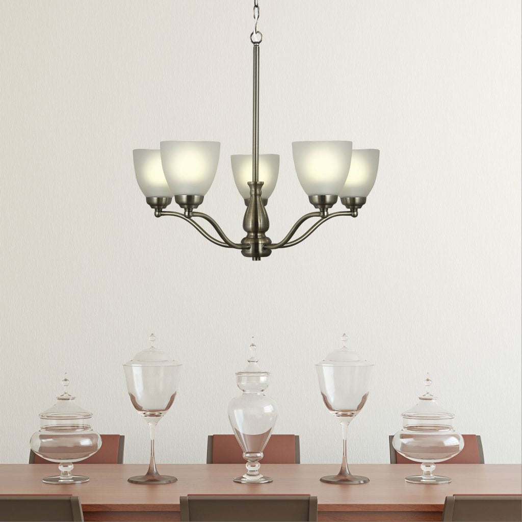 ROCHESTER 5 LIGHT PENDANT ANT BRASS / FROST OL65321/5AB