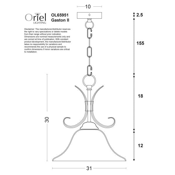 GASTON II 1LT SINGLE PENDANT BRONZE- OL65951BZ
