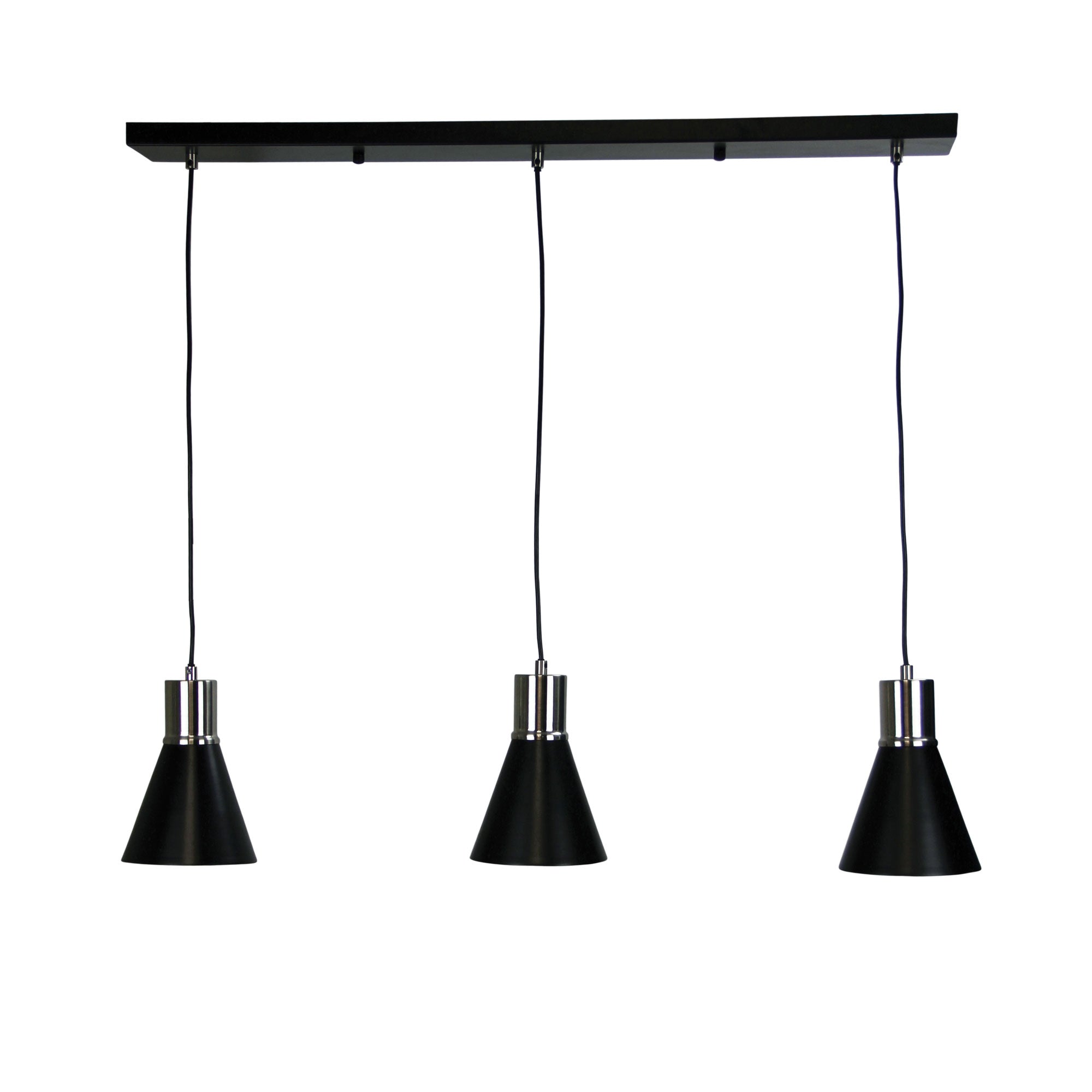 COMO 3 LIGHT BRUSHED CHR & BLACK PENDANT - OL67513BC