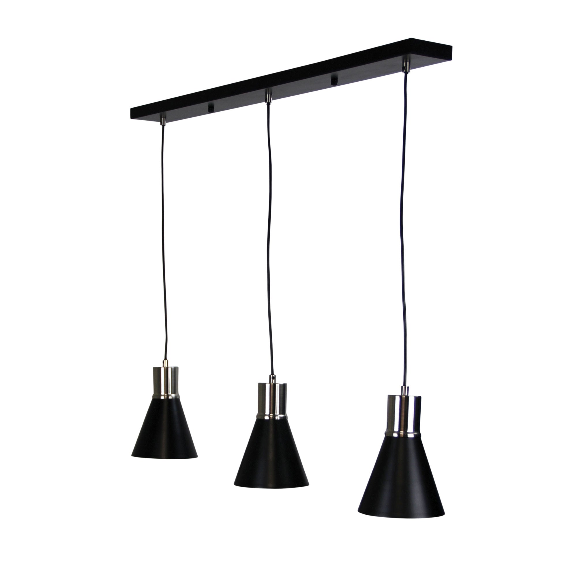 COMO 3 LIGHT BRUSHED CHR & BLACK PENDANT - OL67513BC