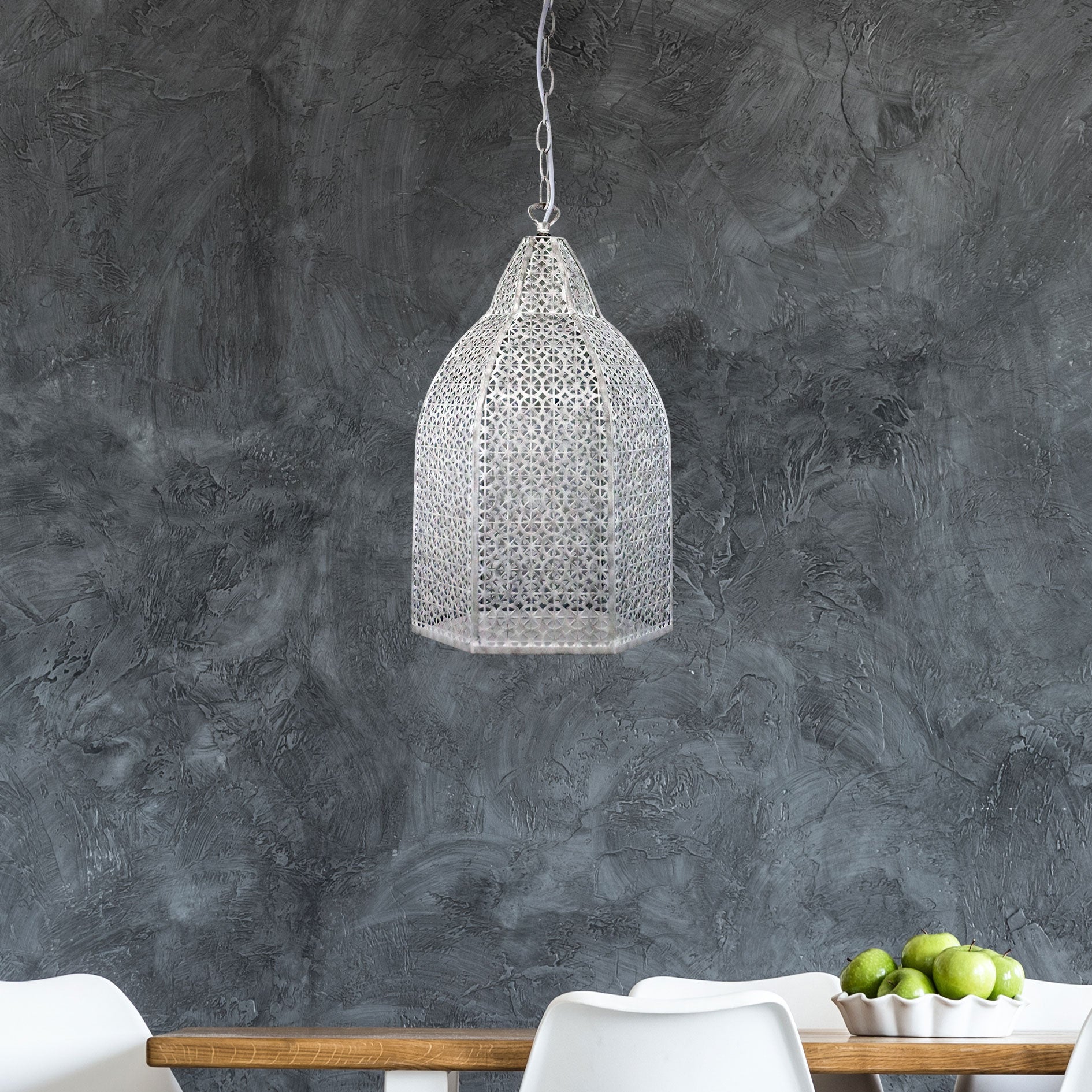 ISTANBUL METAL ANTIQUE WHITE PENDANT E27 - OL68821AW