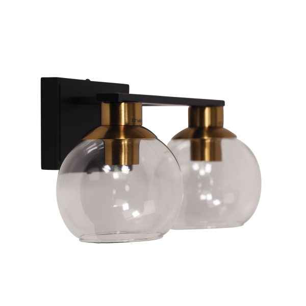 CLAYTON TWIN WALL LIGHT BLACK/BRASS/CLEAR OL69389/2BR