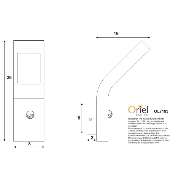 VANGUARD LED SENSOR WALL LIGHT BLACK OL7194BK