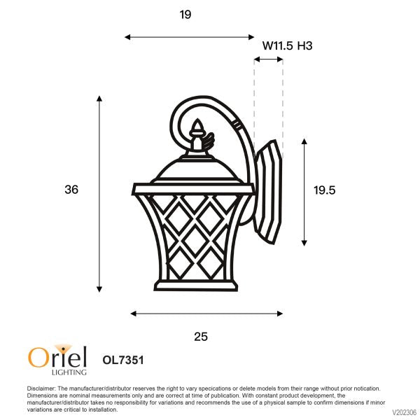 FAIRVIEW Black Outdoor Coach Wall Light - OL7351BK