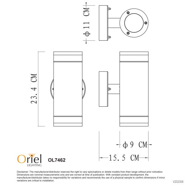 TOVE UP/DOWN GU10 OUTDOOR WALL LIGHT BLACK - OL7462BK