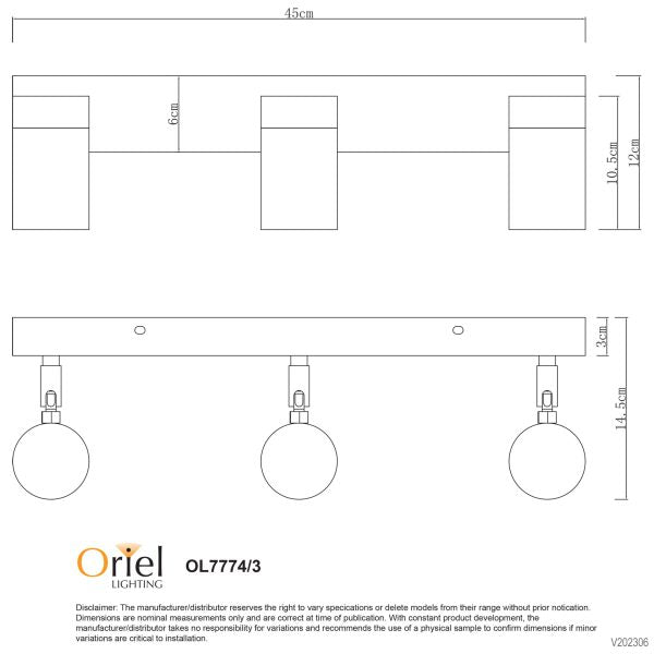 ZETA TRIPLE SPOT BLACK IP44 GU10 - OL7774/3BK