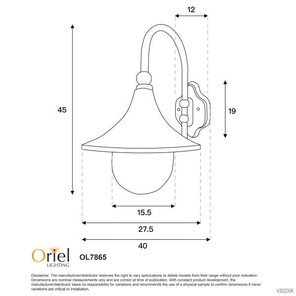 MOCA OUTDOOR WALL LIGHT BLACK & OPAL OL7865BK