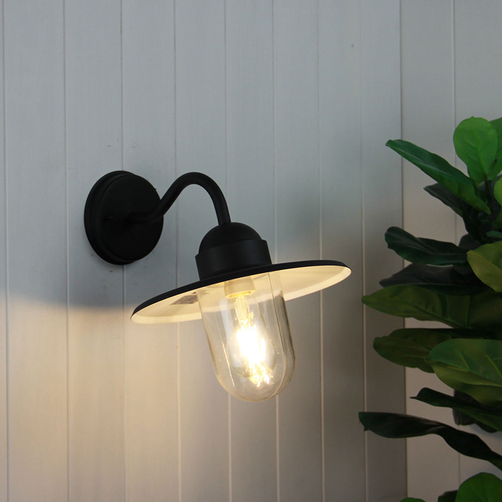 Alley 1 Light Exterior Industrial Wall Light Black - OL7880BK