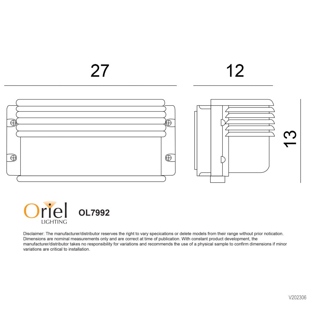 DECK BULDHEAD PLAIN Black Curved Front IP54 Outdoor Bunker - OL7990BK