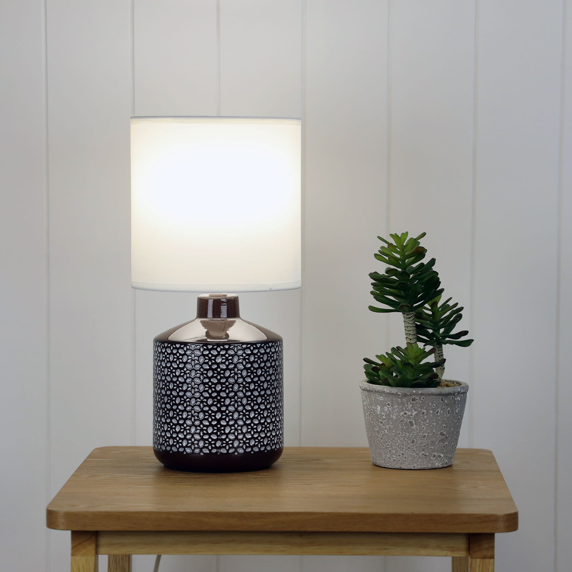 CELIA TABLE LAMP COFFEE w/ WHITE SHADE - OL90117CO