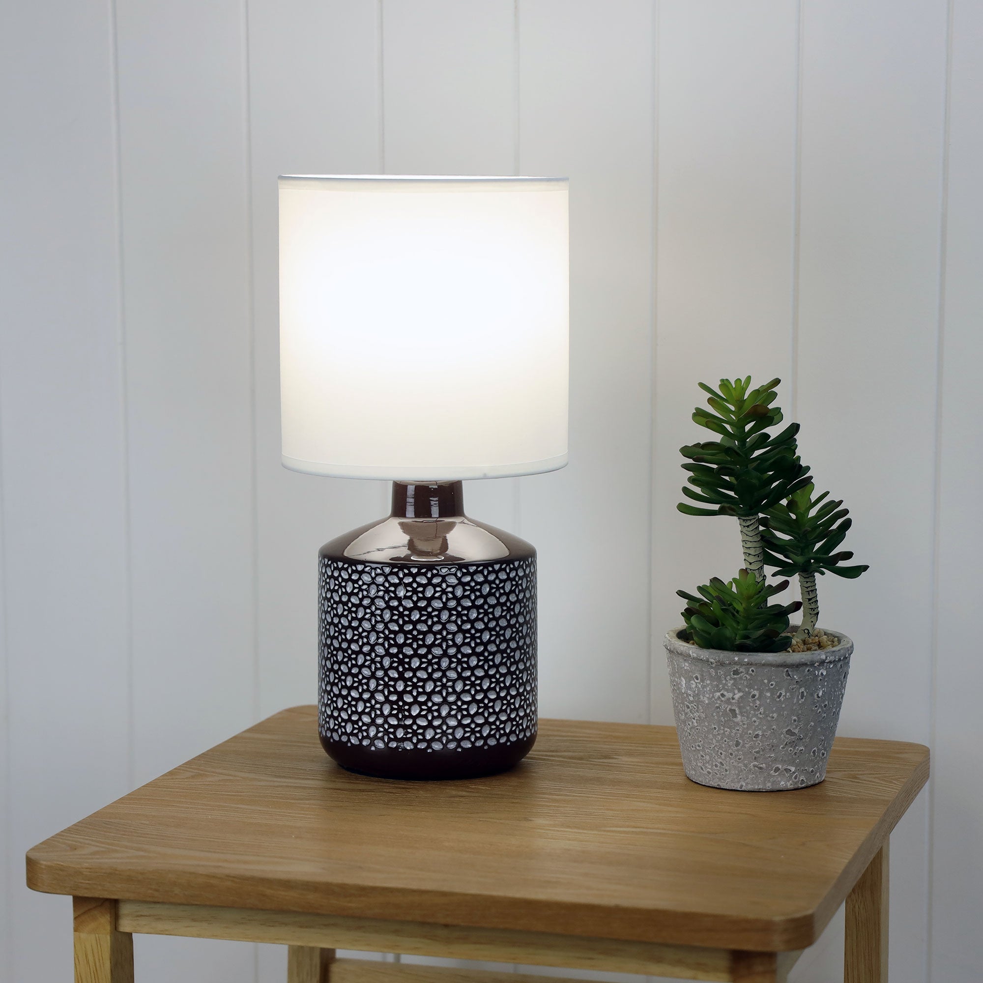 CELIA TABLE LAMP COFFEE w/ WHITE SHADE - OL90117CO