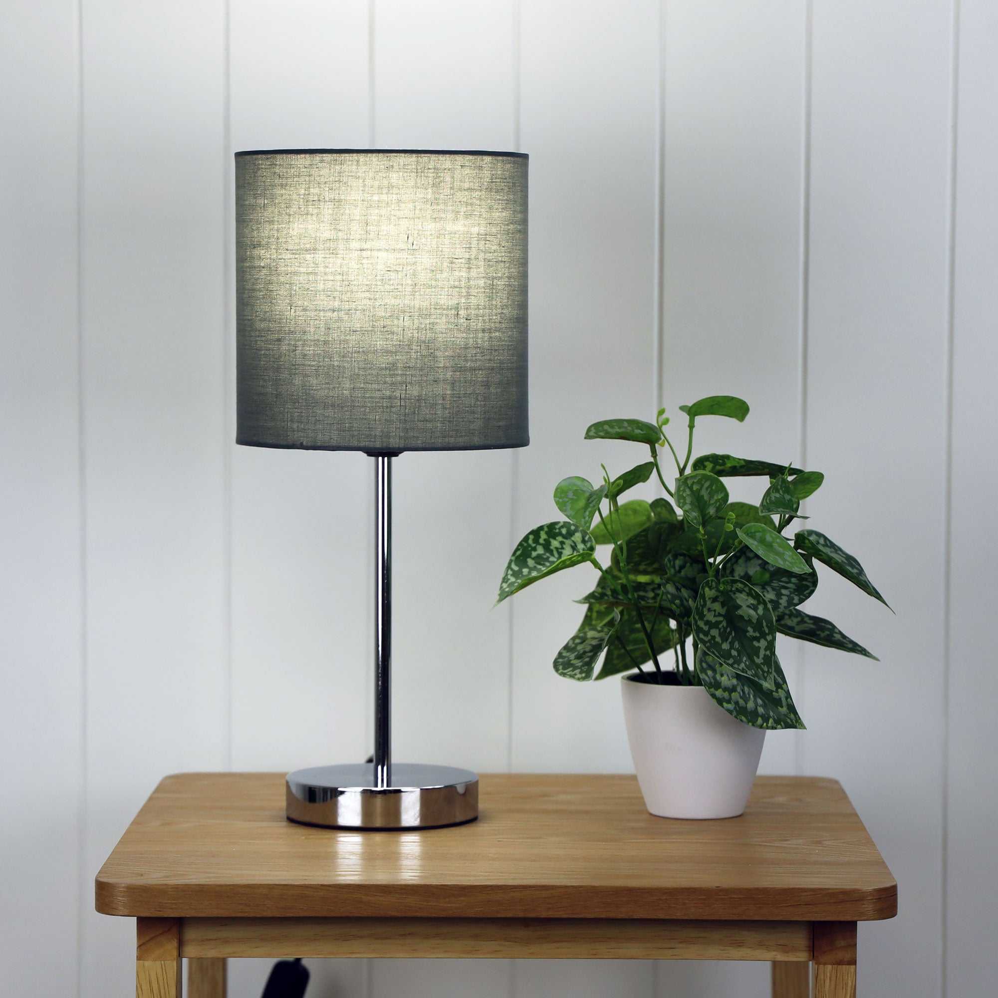 ZOLA TABLE LAMP CHROME / GREY SHADE - OL90120GY