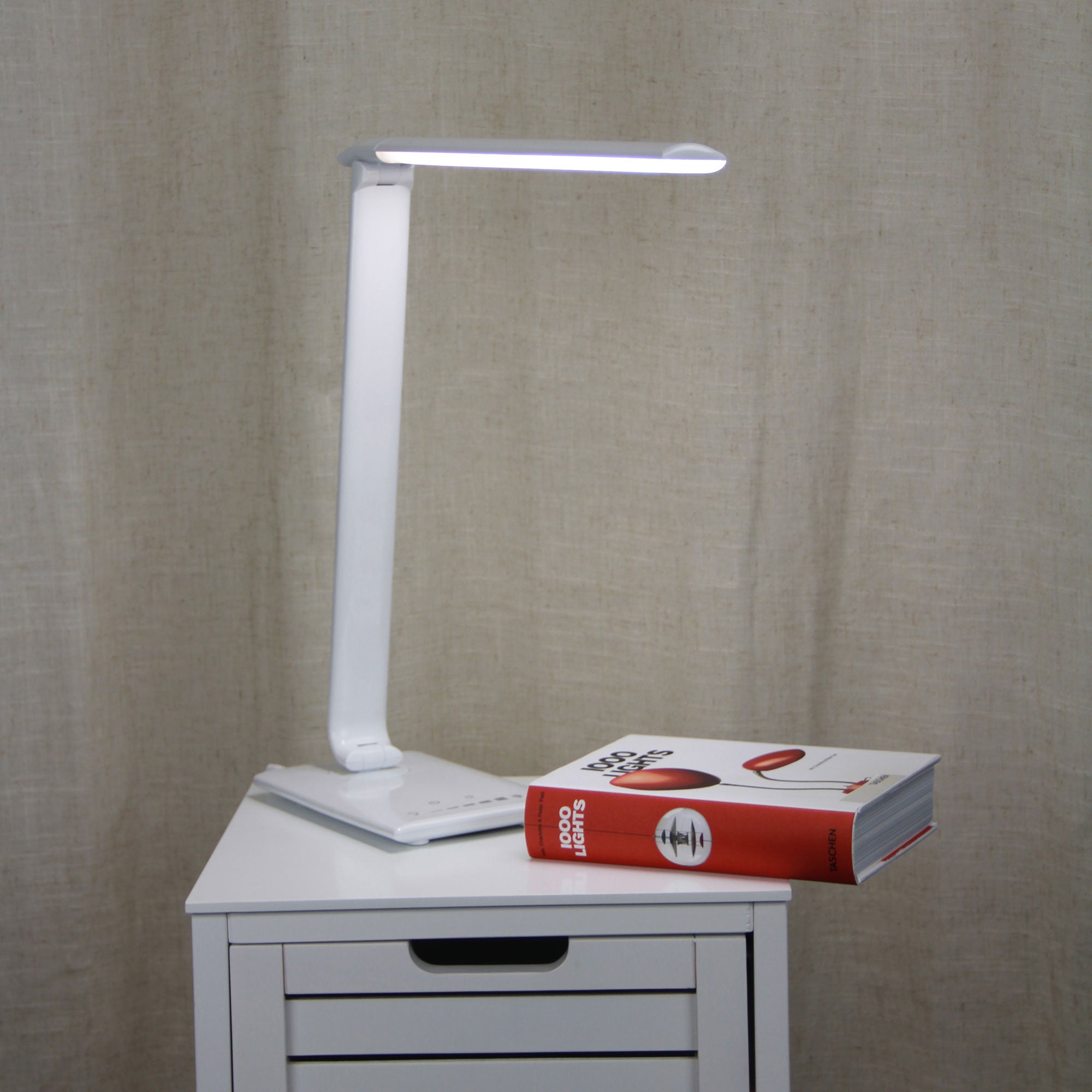 LUKE LED WHITE DESK LAMP TOUCH DIM USB PORT - OL92631WH