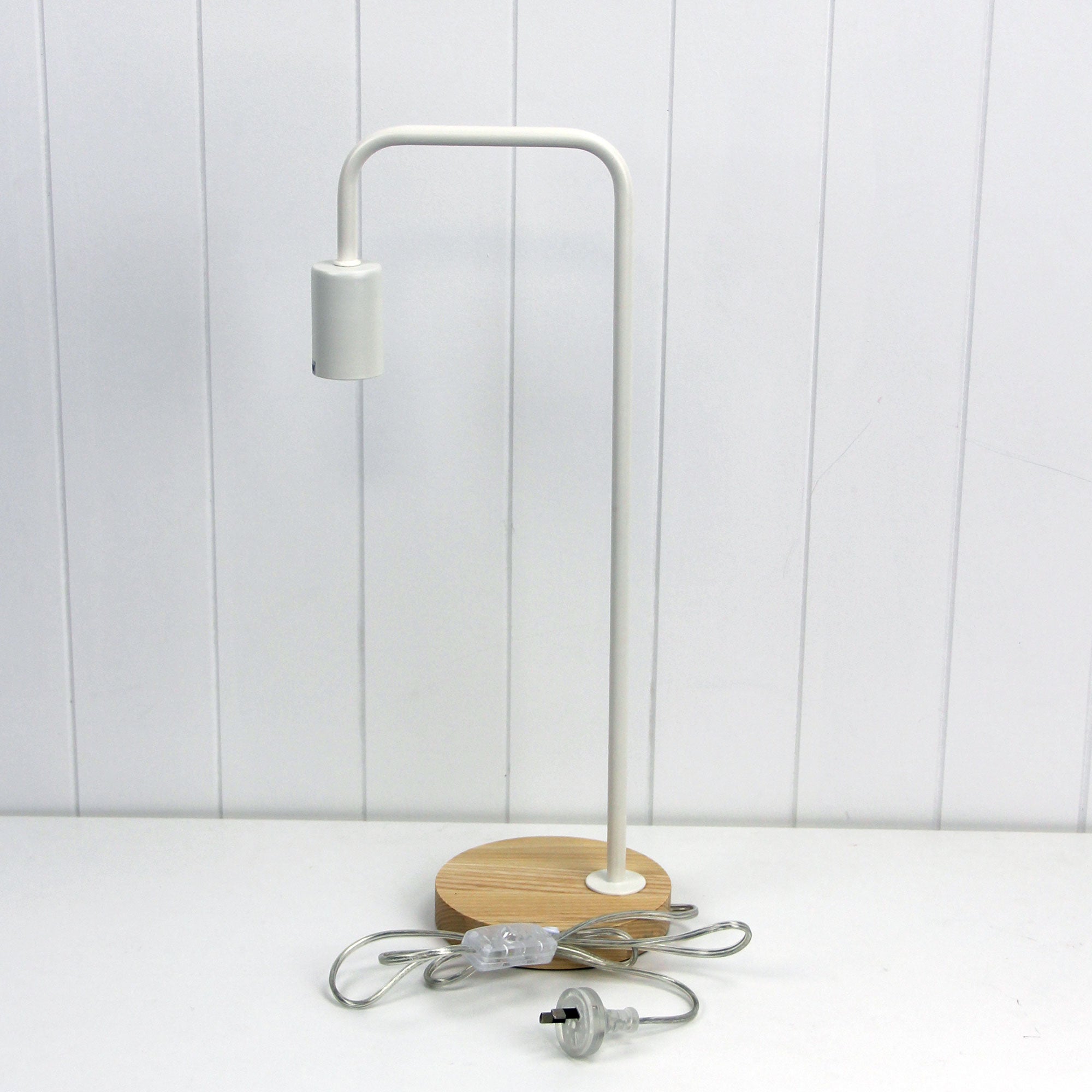 LANE White Scandi Table Lamp Timber and White - OL93131WH