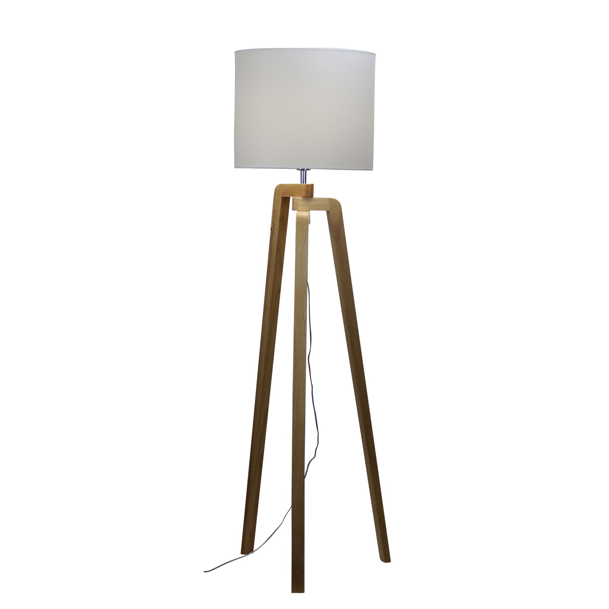 LUND FLOOR LAMP Scandi Inspired Timber Tripod Lamp with Shade - OL93523WH