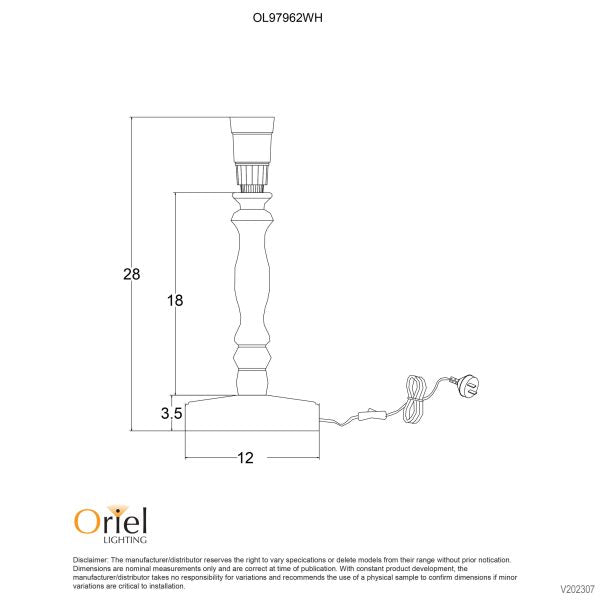 ROSALIE 27 TABLE LAMP BASE ONLY OFF WHITE