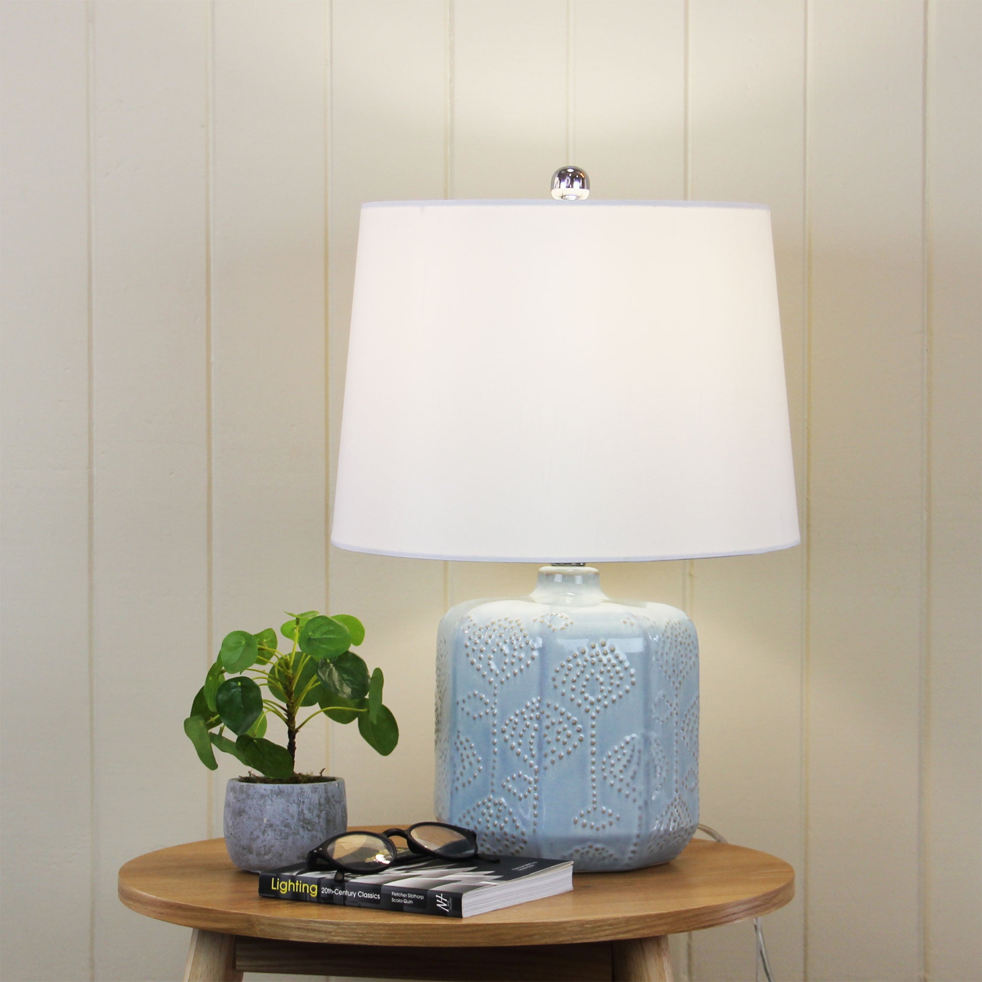 BIKKI BLUE CERAMIC COMPLETE TABLE LAMP w/HARP - OL97971BL