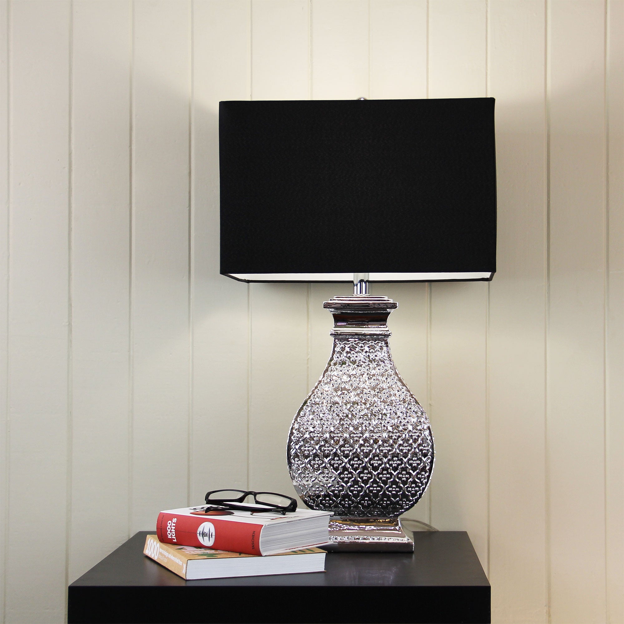 ALGIERS Embossed Chrome Large Table Lamp - OL97987