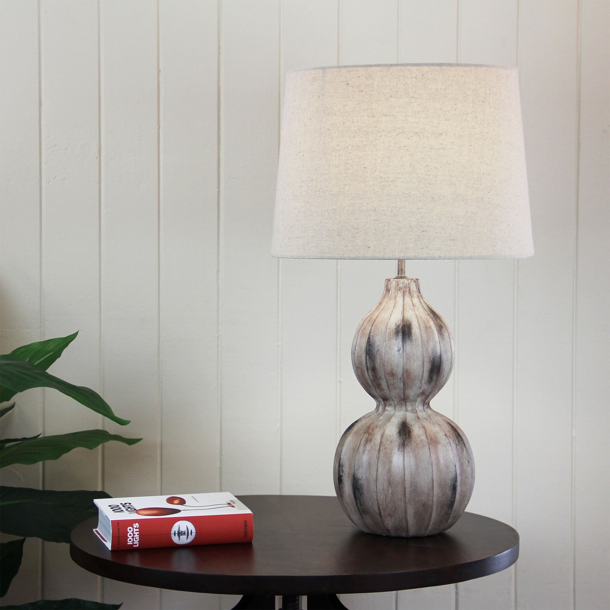 AUTUMN RIBBED TABLE LAMP w/ RAW LINEN SHADE - OL98853