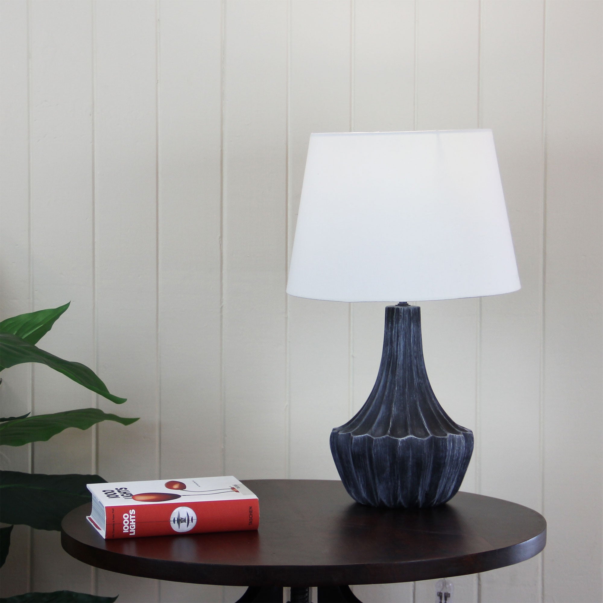 PALAMOS Table Lamp in Rubbed Steel Blue - OL98855
