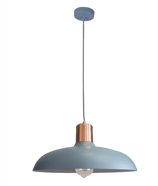 PENDANT ES 40W HAL Matte Blue DOME with Copper Lampholder Cover PASTEL13A Cla Lighting