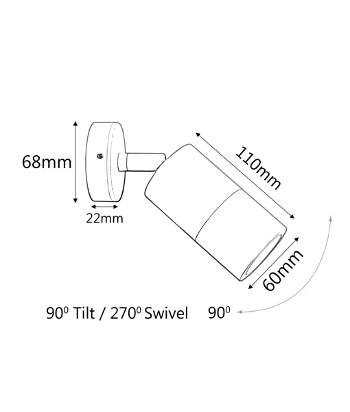 WALL MR16 (Max 20W HAL) 12V PILLAR S/ADJ SH SILV PM1ASHSIL CLA Lighting