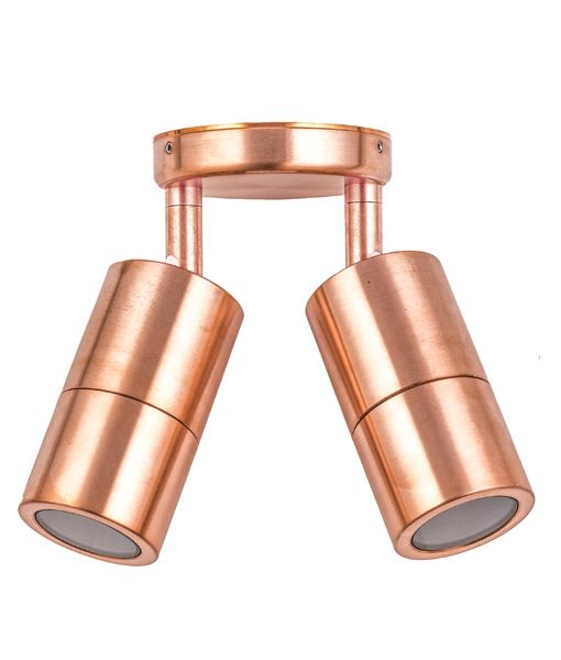 WALL GU10 X 2 (Max 35W HAL) PILLAR D/ADJ RND BASE COPPER PG2AC CLA Lighting