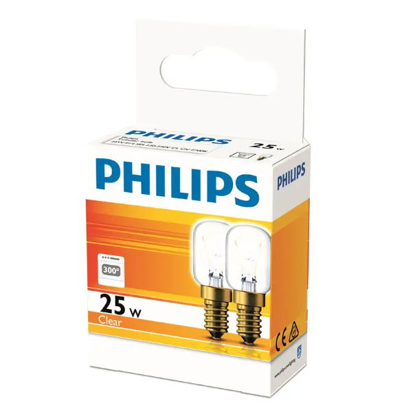 Philips T25 25w oven globe twin pack