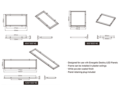 Wide Flange Plaster Frame 655*355*40mm To Suit 595*295mm Panel - 302014