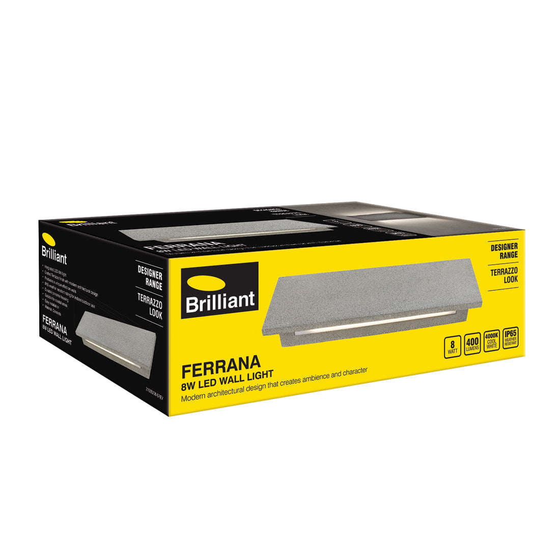 FERRANA TERRAZZO 8W LED 4000K WALL BUNKER - GREY - 21528/08