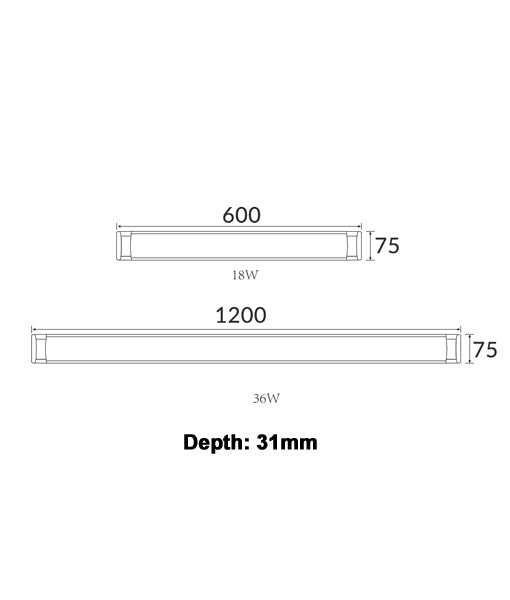 Razor 18w Slimline Low Profile LED Batten Light CCT - CLA Lighting - RAZORDM001A