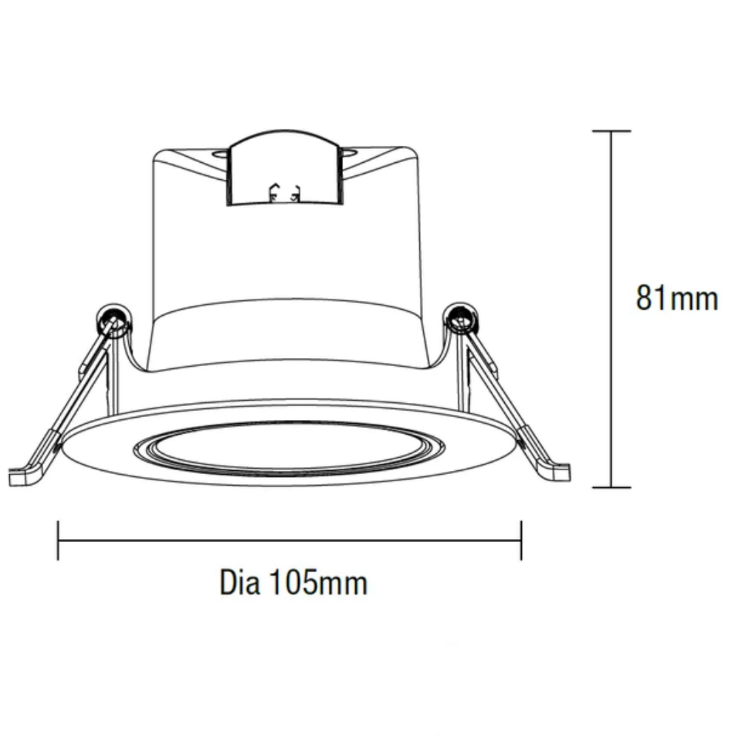 Rex Recessed LED Downlight W105mm Black PLastic 3 CCT - TLRG3459MD