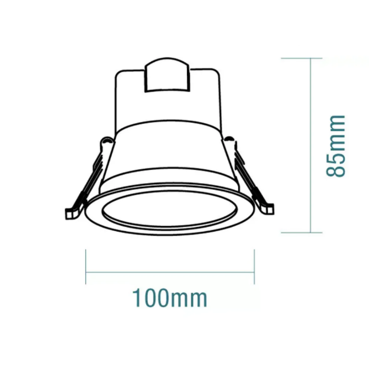 Rex Recessed LED Downlight W100mm Black PLastic 3 CCT - TLRD3459MD