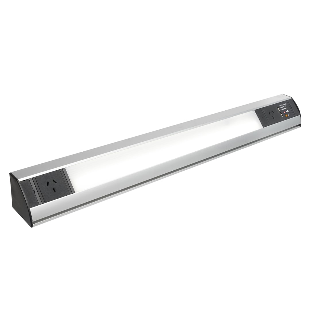 POWER STATION UNDER CABINET POWER SOLUTION W/USB AND LED LIGHT - SILVER - 20229/11
