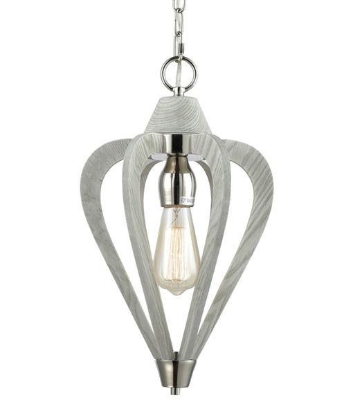 PENDANT ES 60W Polished Nickel & Winter Moss Wood SENORITA4 Cla Lighting