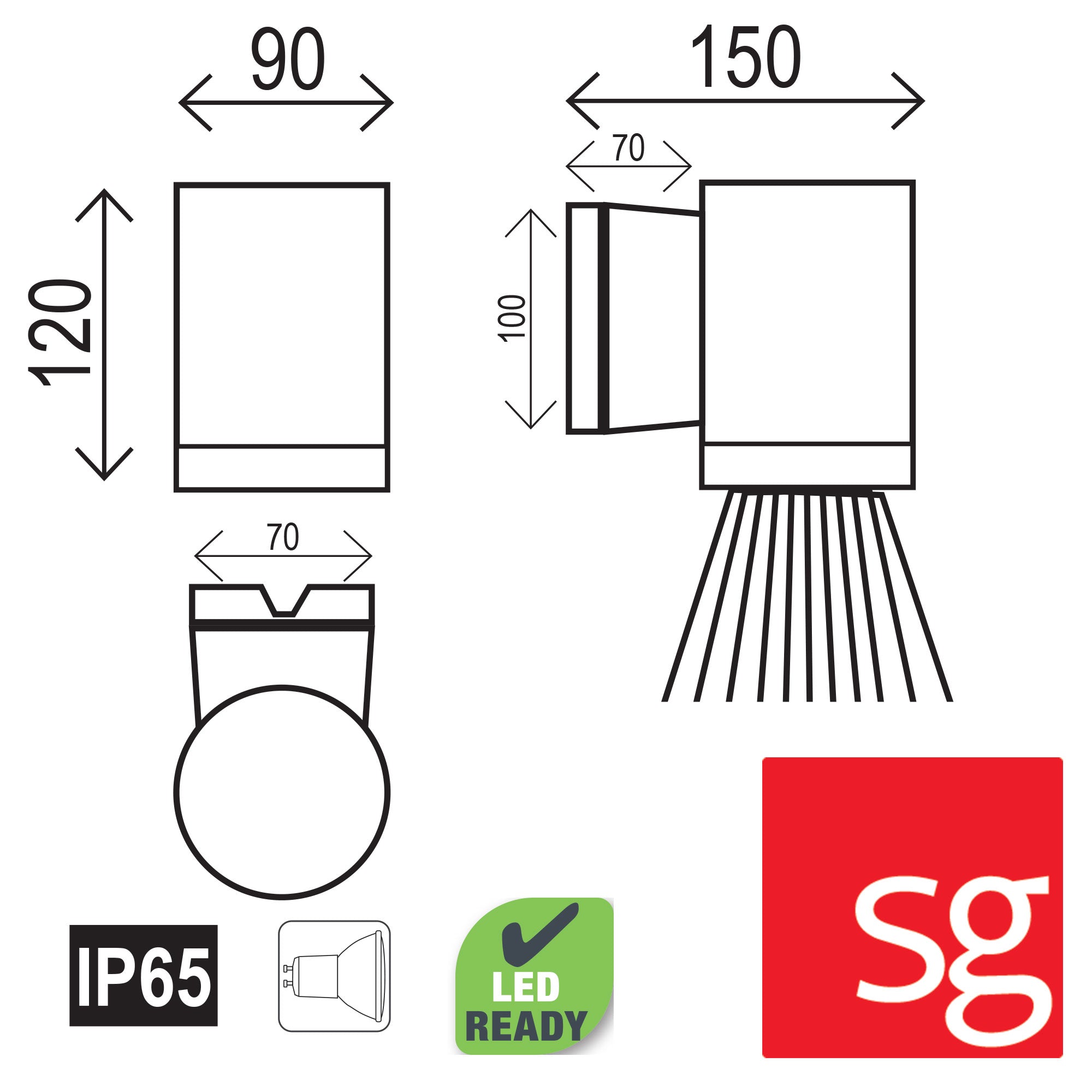 METRO SINGLE Graphite SG Quality Outdoor Wall Light - SG71301GP