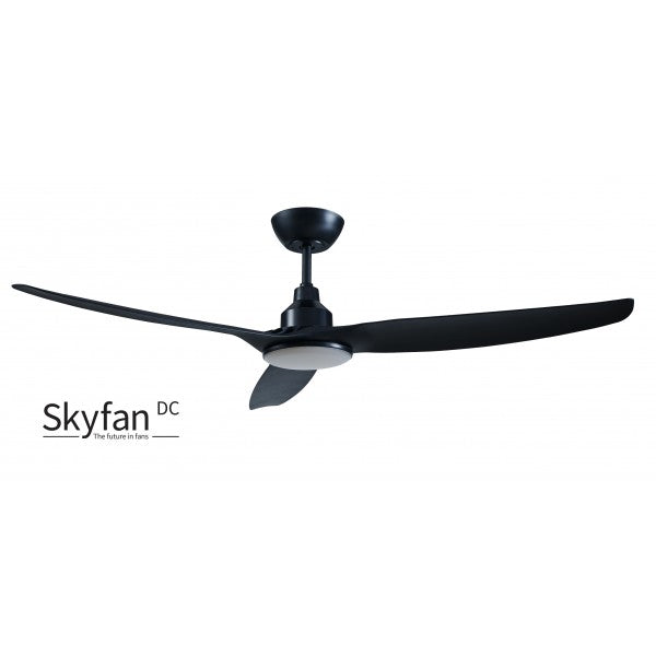 SKYFAN - 60"/1500mm Glass Fibre Composite 3 Blade DC Ceiling Fan with 20W Tri CCT LED Light - Black - Indoor/Covered Outdoor - SKY1503BL-L