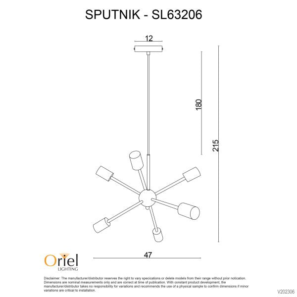 SPUTNIK.6 6-light Groovy Satellite Pendant - SL63206BK