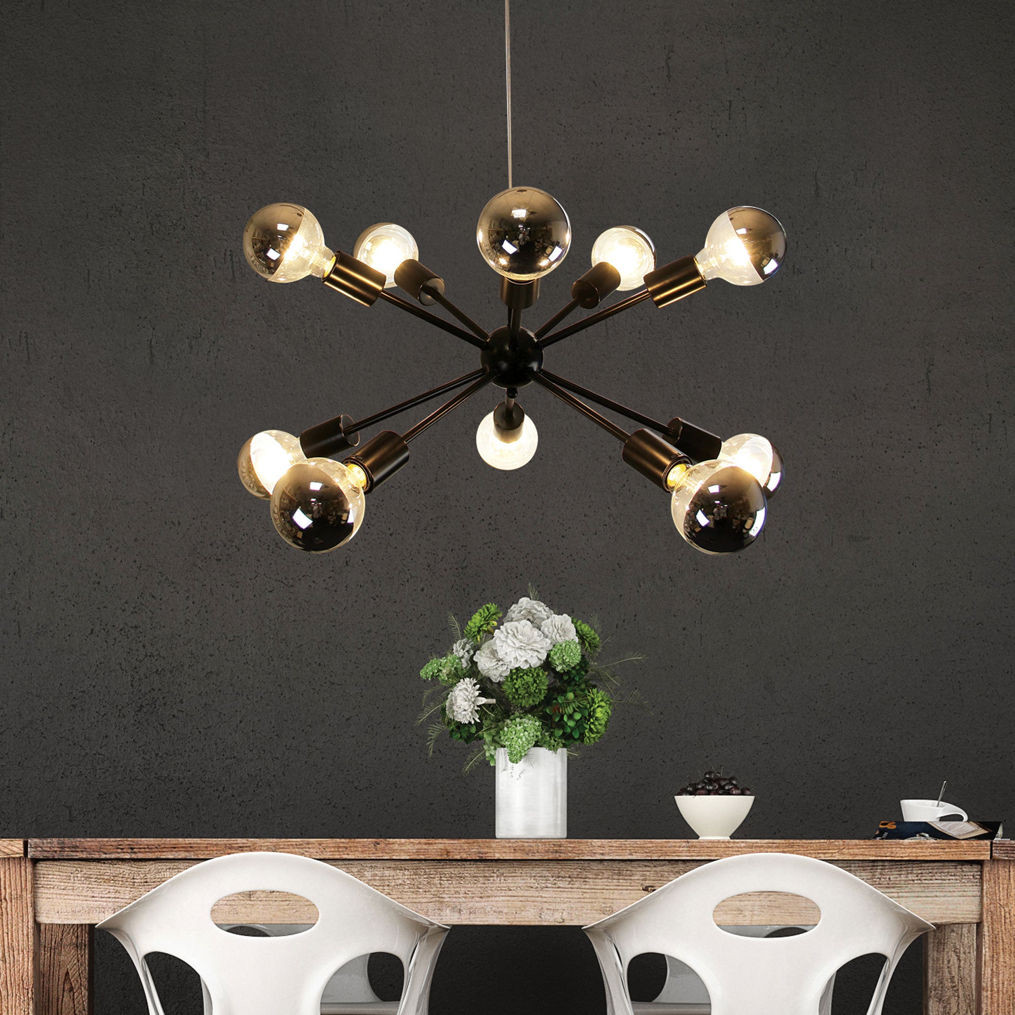 SPUTNIK.10 10-light Groovy Satellite Pendant - SL63210BK