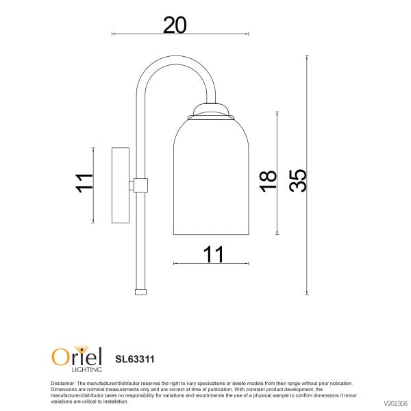 ARLINGTON WALL LIGHT MATT BLACK / OPAL - SL63311BK
