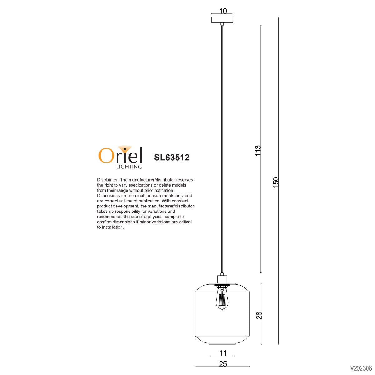 MARCONI.18 1LT PENDANT CMARCONI.25 1LT PENDANT CLEAR GLASS3512CL