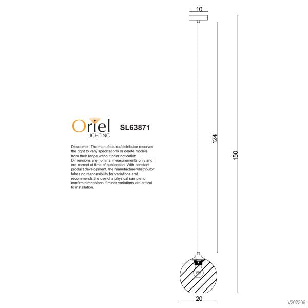 TWIST.20 1 LT PENDANT BRUSHED BRASS SL63871CL