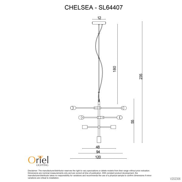 CHELSEA.120 Black Large Contemporary Pendant - SL64407BK