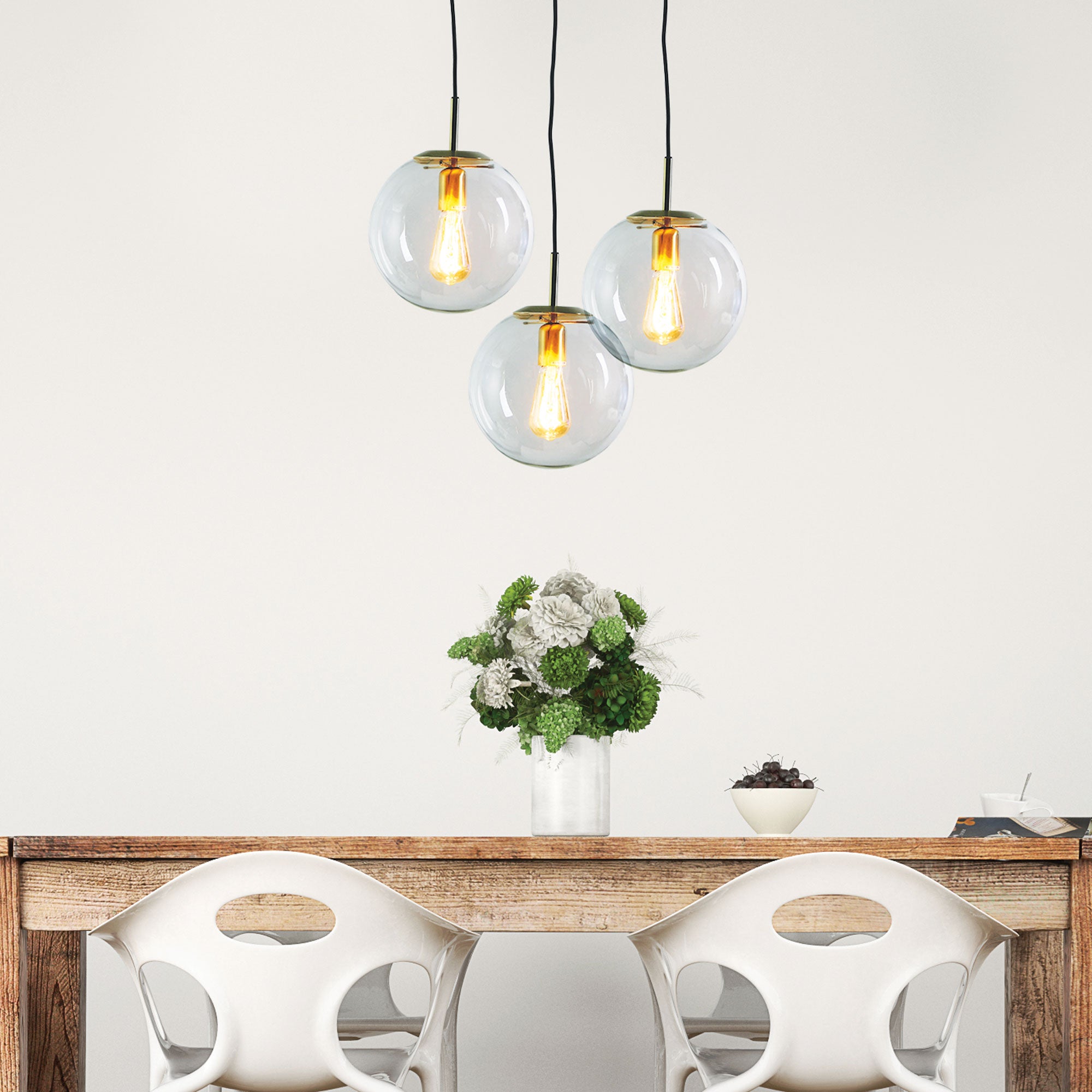 NEWTON.25 Brushed Brass and Clear Glass Pendant - SL64425BB