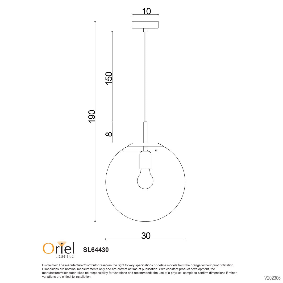 NEWTON.30 Brushed Brass and Clear Glass Pendant - SL64430BB