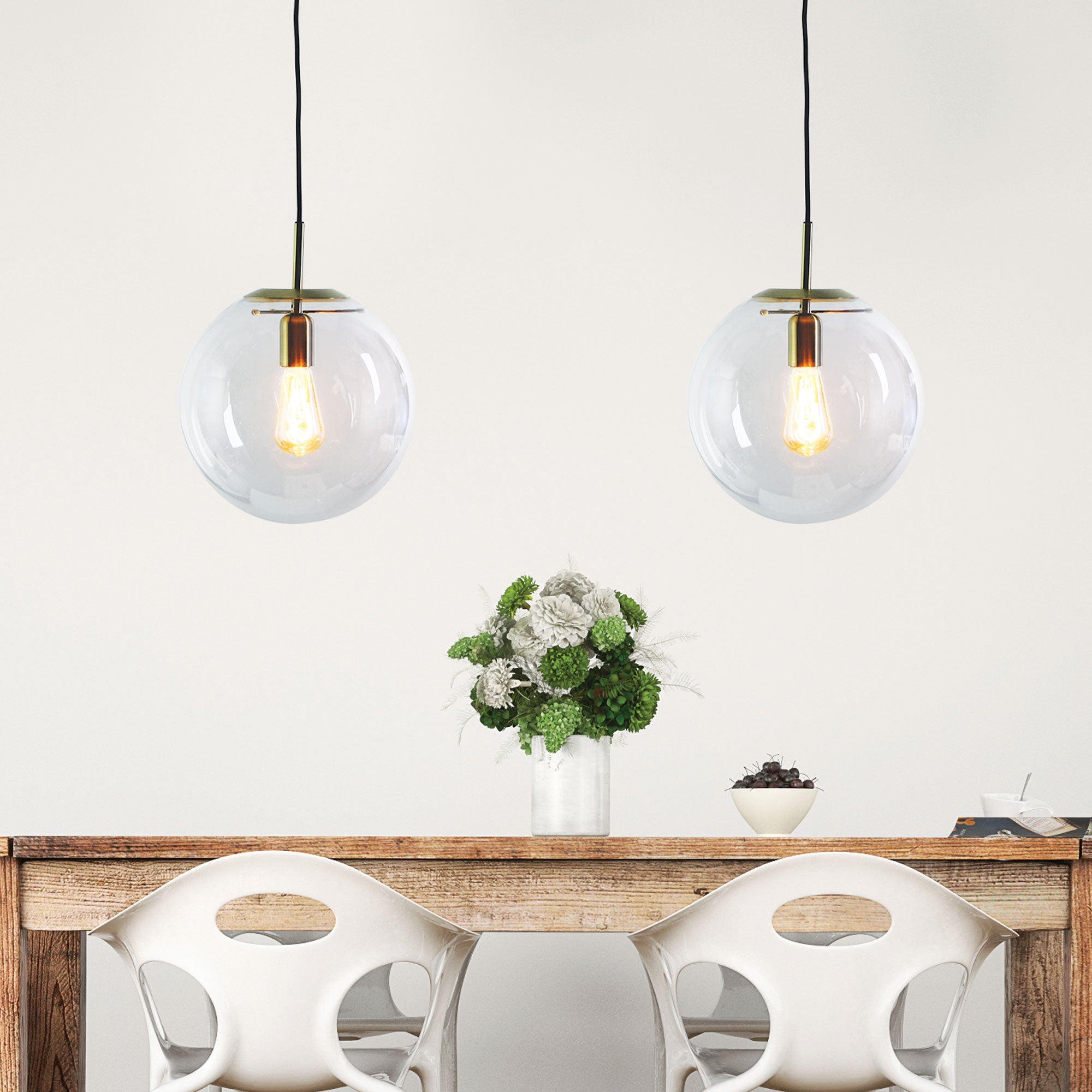 NEWTON.30 Brushed Brass and Clear Glass Pendant - SL64430BB