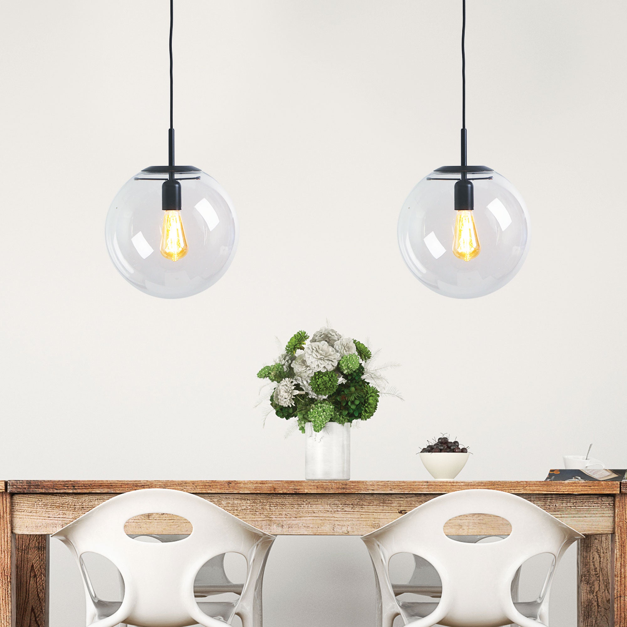 NEWTON.30 Black Matt Black and Clear Glass Pendant - SL64430BK