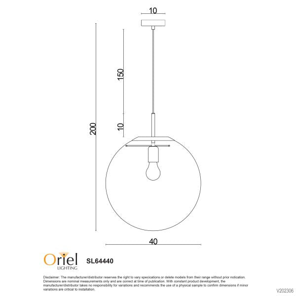 NEWTON.40 Black Matt Black and Clear Glass Pendant - SL64440BK