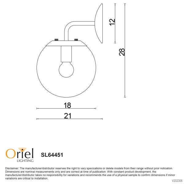 NEWTON WALL LIGHT Black Black and Clear Glass - SL64451BK